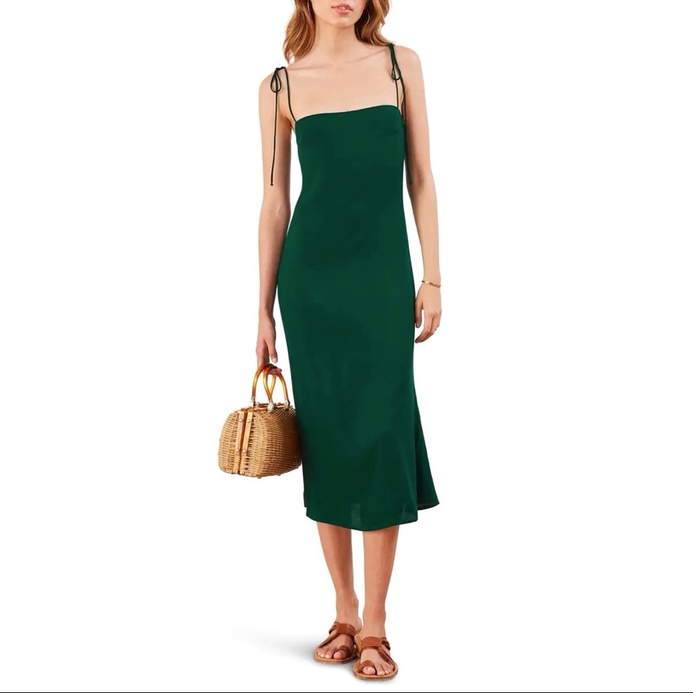 Reformation Finley Tie Shoulder Midi Dress